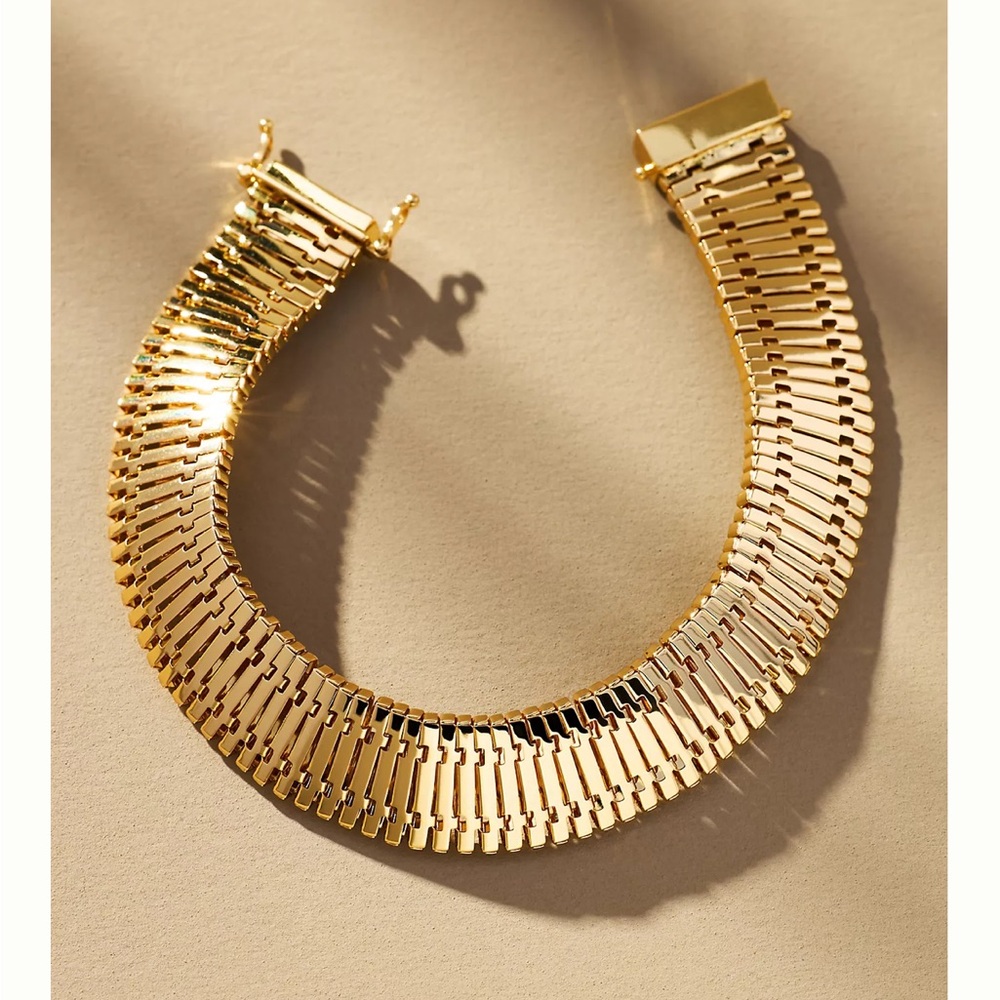 NEW Anthropologie Wide Snake Chain Bracelet - Picture 1 of 7